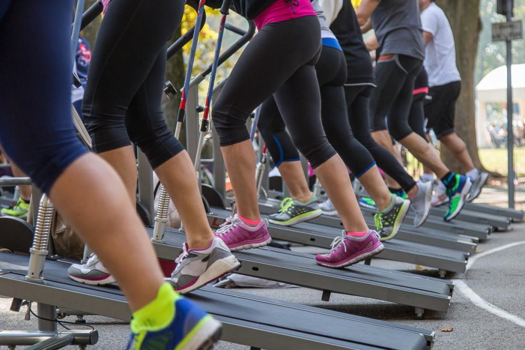 lower half of bodies running on treadmill